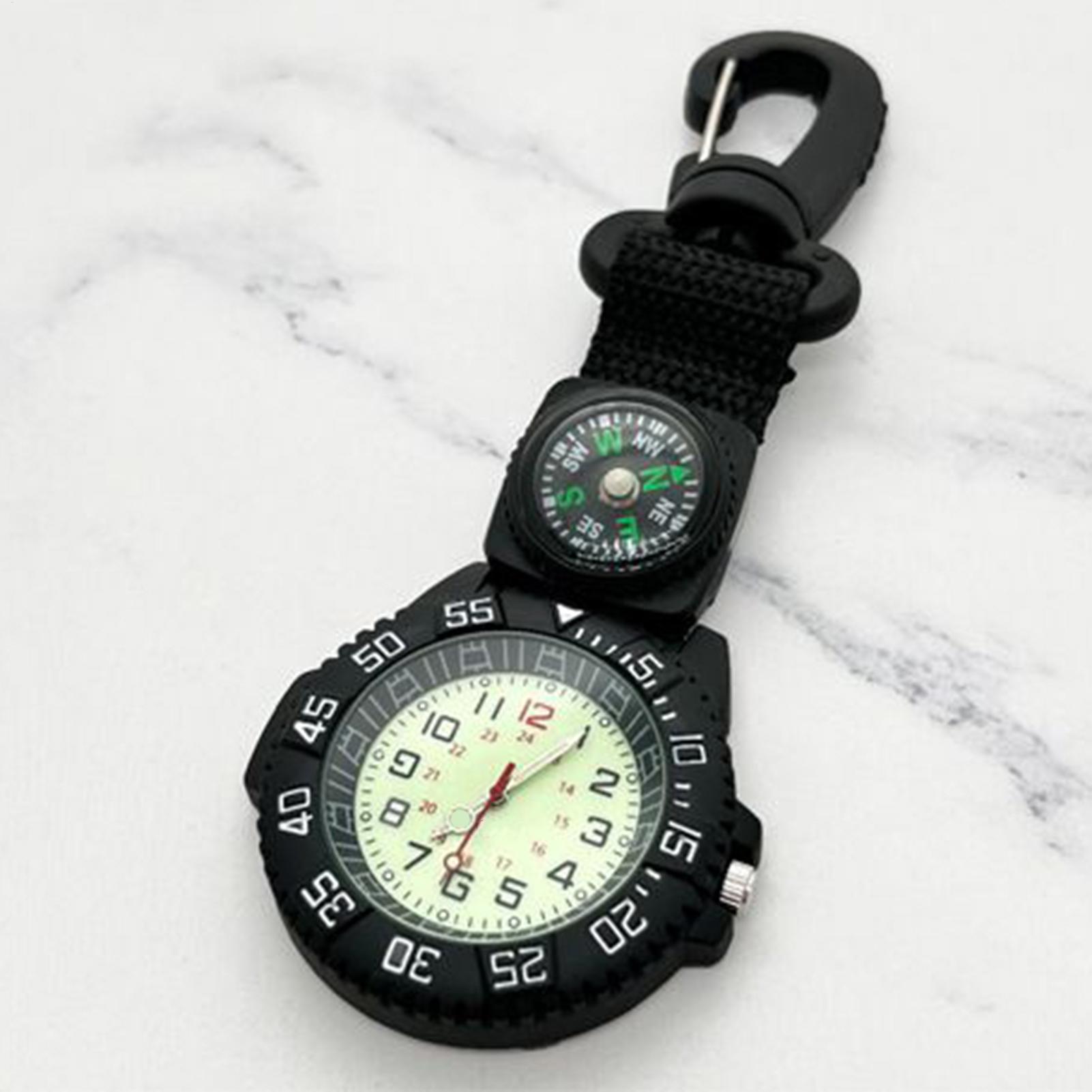 Hunting Outdoor Watch - Водонепроницаемые светящиеся часы-компас с карабином, кварцевые